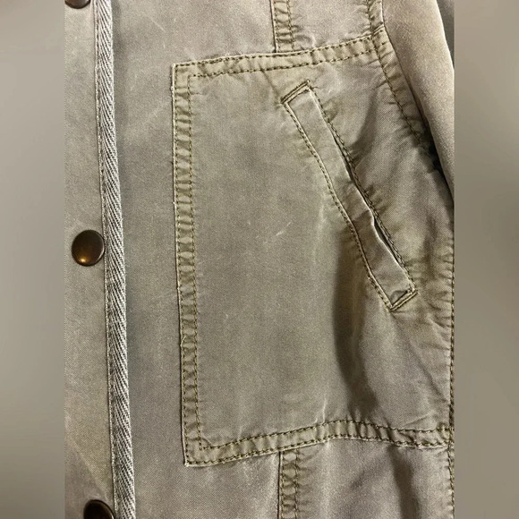 Hinge Green Rayon Blend Lightweight Full Zip Military Utility Jacket Sz XS - Picture 5 of 15